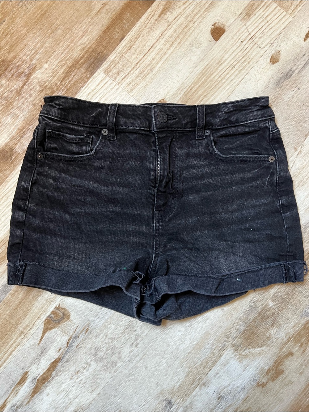 American Eagle Outfitters Black Distressed Denim Cutoff Shorts